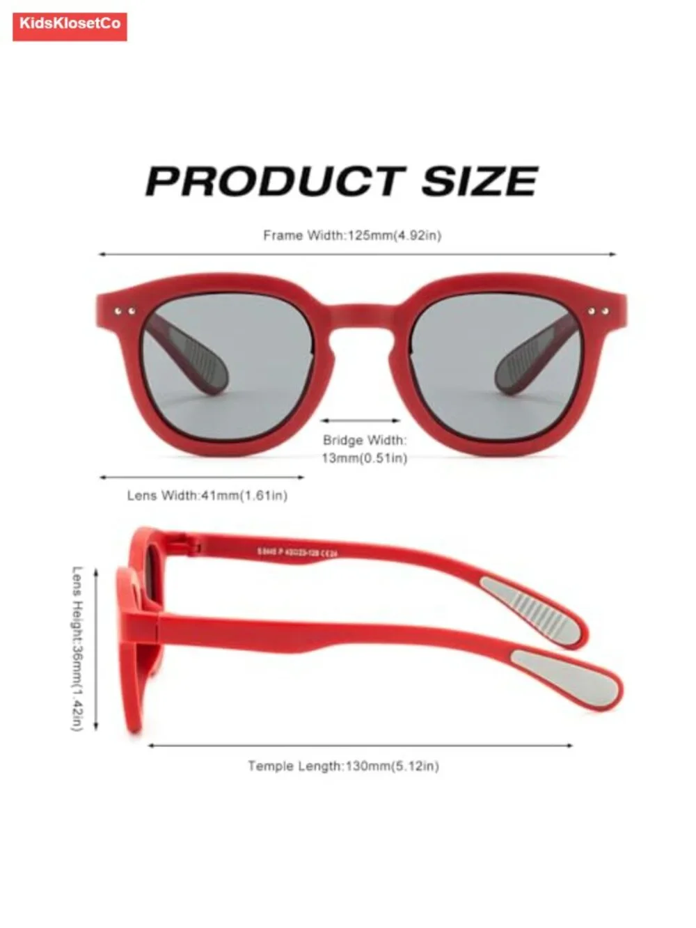 Kids Square Polarized Sunglasses Flexible TR90 Frame UV400 Protection